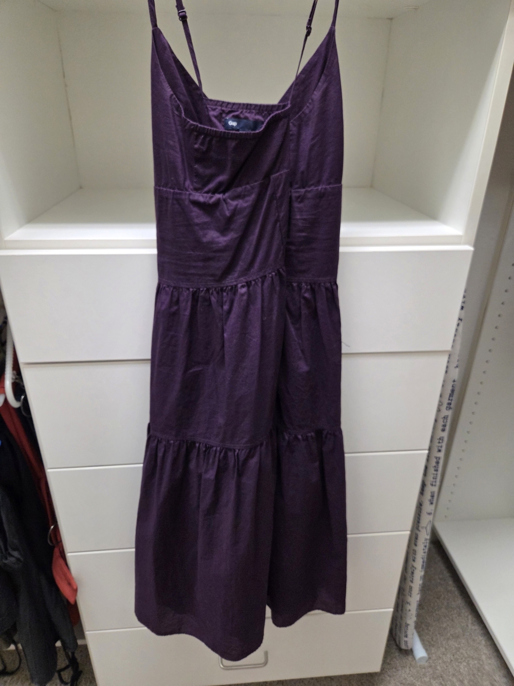 GAP Eggplant Tiered Spaghetti Strap Midi Dress - Picture 4 of 6